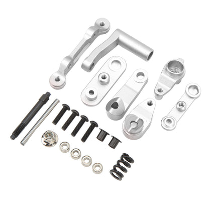 RC Steering Assembly Aluminum Alloy Upgrade Part RC Steering Bellcrank Set for LOSI Baja Rey Rock Rey 1/10 RC Cars Silver