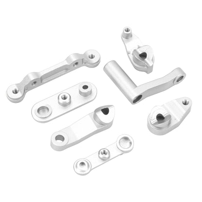 RC Steering Assembly Aluminum Alloy Upgrade Part RC Steering Bellcrank Set for LOSI Baja Rey Rock Rey 1/10 RC Cars Silver