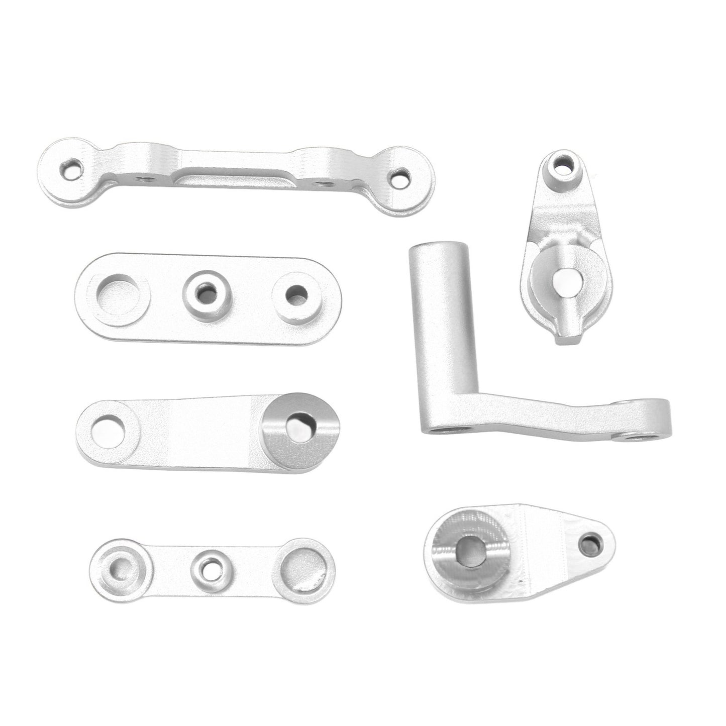 RC Steering Assembly Aluminum Alloy Upgrade Part RC Steering Bellcrank Set for LOSI Baja Rey Rock Rey 1/10 RC Cars Silver