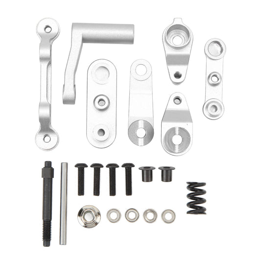 RC Steering Assembly Aluminum Alloy Upgrade Part RC Steering Bellcrank Set for LOSI Baja Rey Rock Rey 1/10 RC Cars Silver